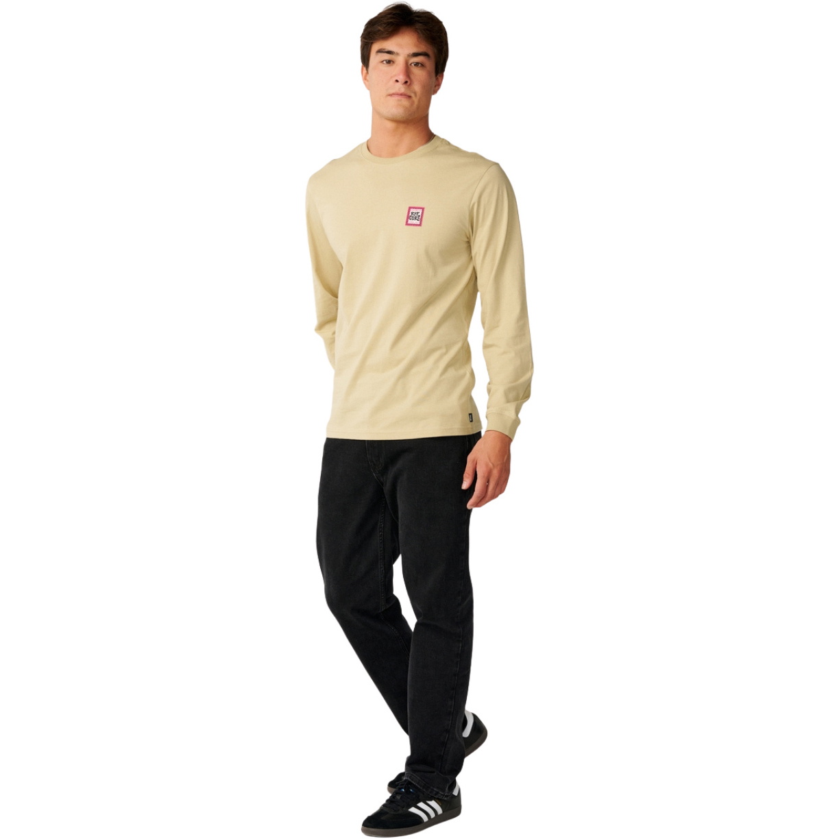 2026 Rip Curl Mens Streamline Badge Long Sleeve T-Shirt 13UMTE - Khaki Sand